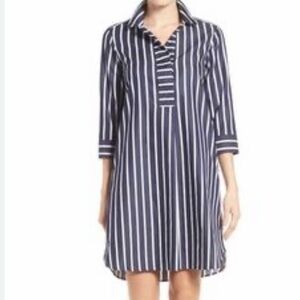 Foxcroft Navy and White Striped dress with pockets- size 6
